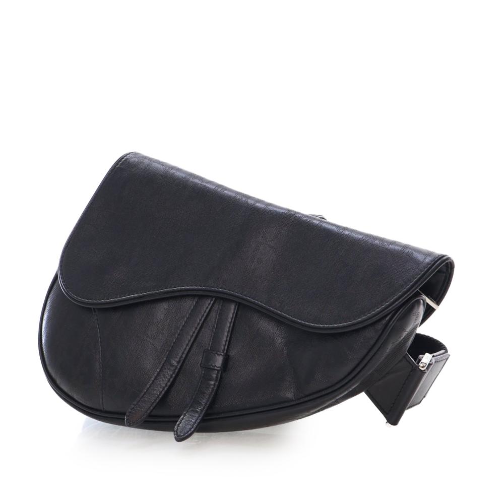 Christian Dior AB Dior Black Calf Leather Oblique Perforated skin Galaxy Saddle Bag Italy