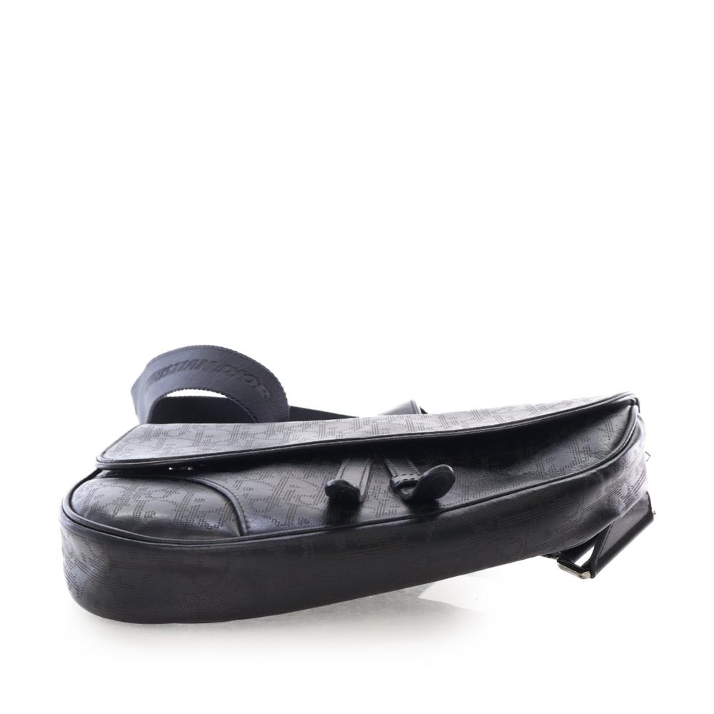 Christian Dior AB Dior Black Calf Leather Oblique Perforated skin Galaxy Saddle Bag Italy