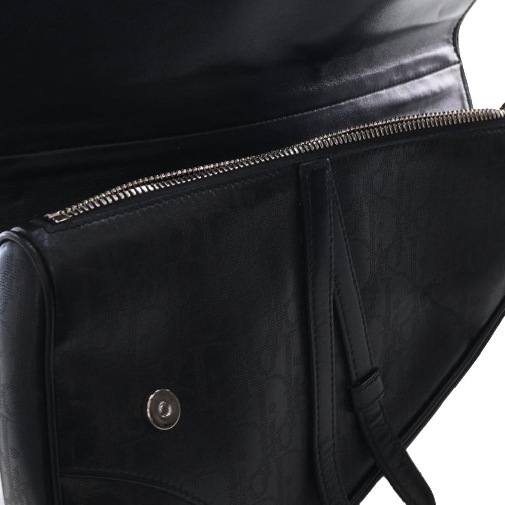 Christian Dior AB Dior Black Calf Leather Oblique Perforated skin Galaxy Saddle Bag Italy