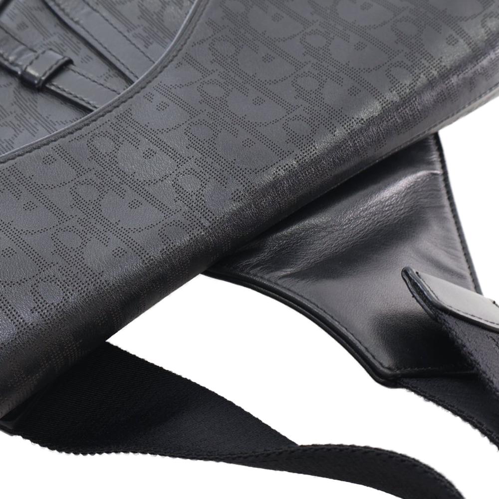 Christian Dior AB Dior Black Calf Leather Oblique Perforated skin Galaxy Saddle Bag Italy