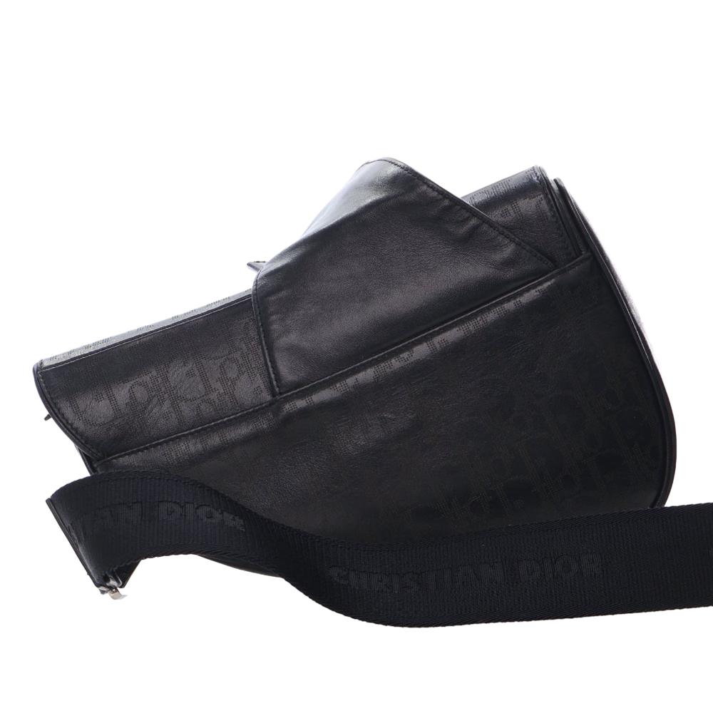 Christian Dior AB Dior Black Calf Leather Oblique Perforated skin Galaxy Saddle Bag Italy