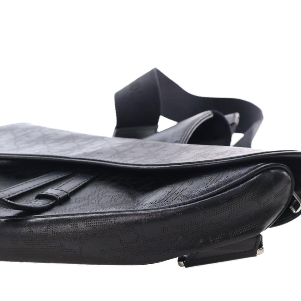 Christian Dior AB Dior Black Calf Leather Oblique Perforated skin Galaxy Saddle Bag Italy
