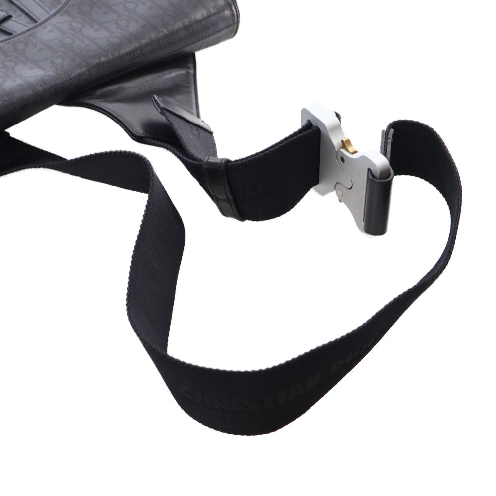 Christian Dior AB Dior Black Calf Leather Oblique Perforated skin Galaxy Saddle Bag Italy