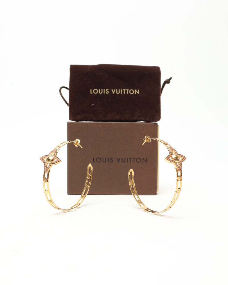 Louis Vuitton Creole Flower Power Rhinestone Hoop Earrings
