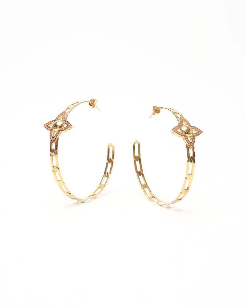Louis Vuitton Creole Flower Power Rhinestone Hoop Earrings
