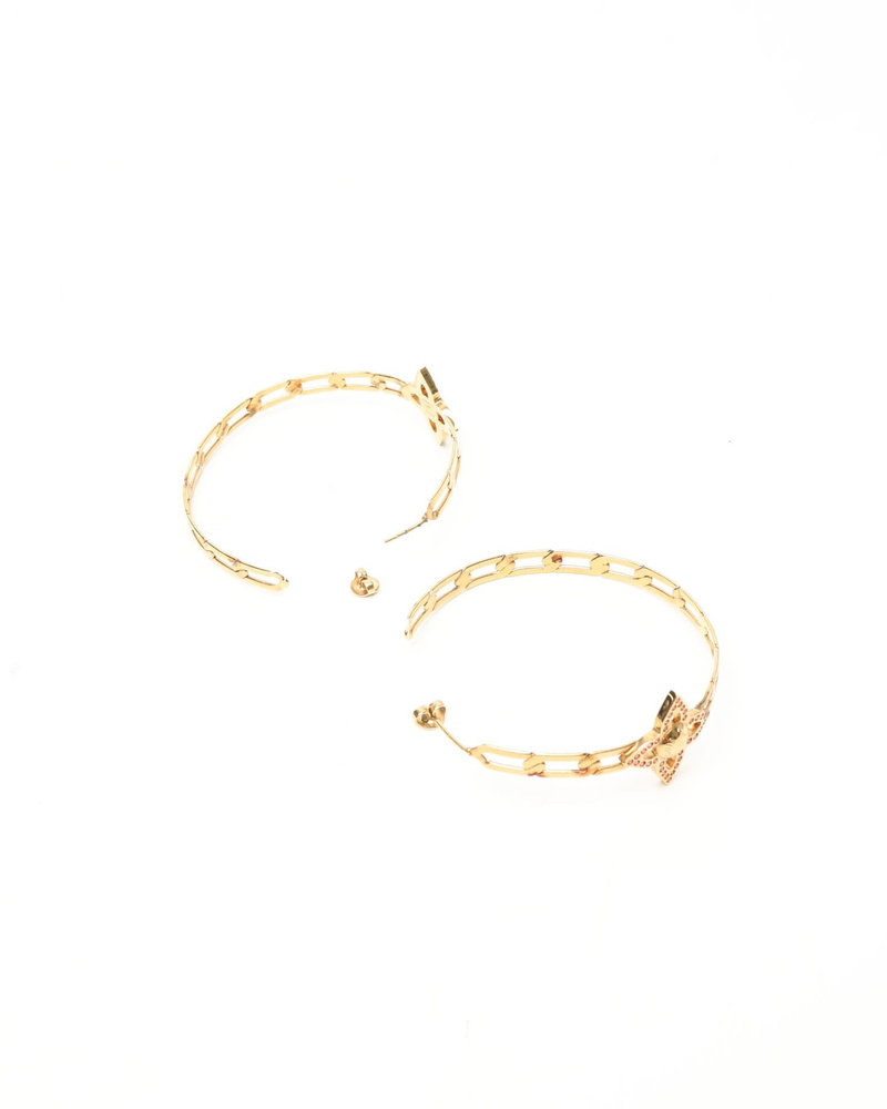 Louis Vuitton Creole Flower Power Rhinestone Hoop Earrings