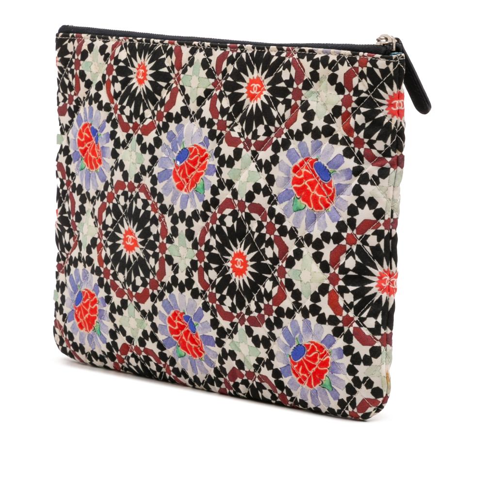 Chanel AB Chanel White Off White Canvas Fabric Paris Dubai Medium Printed Cosmetic Case Italy