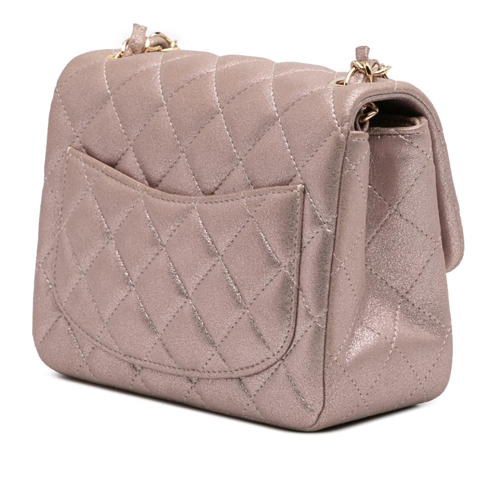 Chanel AB Chanel Pink Rose Gold Calf Leather Mini Square Classic Iridescent skin Single Flap Italy
