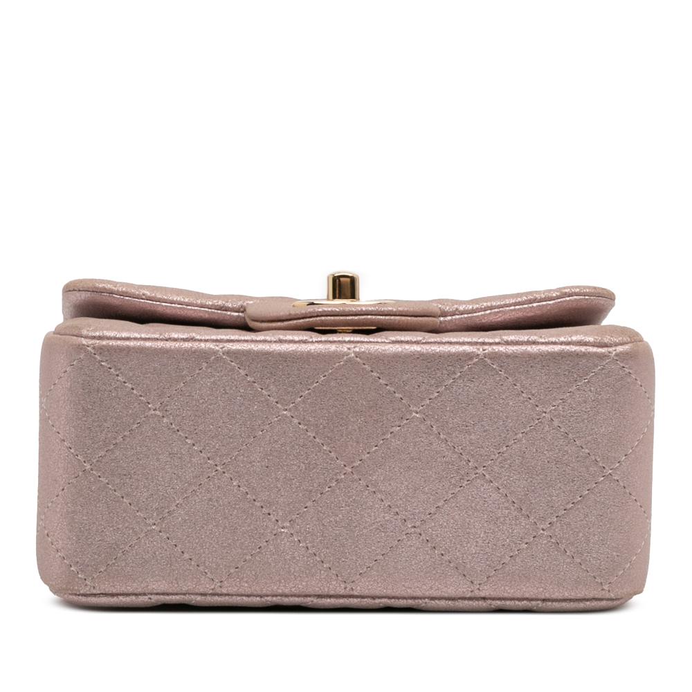 Chanel AB Chanel Pink Rose Gold Calf Leather Mini Square Classic Iridescent skin Single Flap Italy
