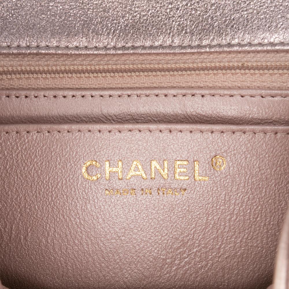 Chanel AB Chanel Pink Rose Gold Calf Leather Mini Square Classic Iridescent skin Single Flap Italy