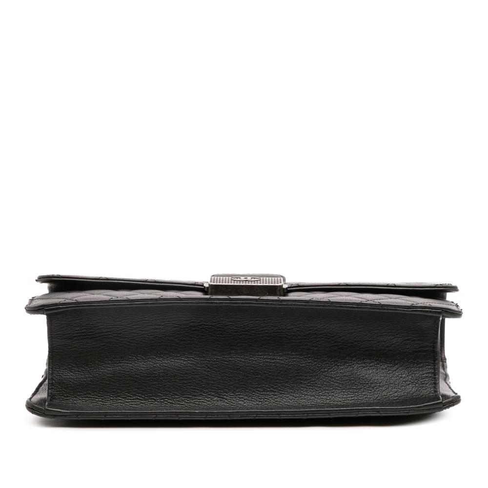 Chanel AB Chanel Black Goatskin Leather Medium Quilted CC University Flap Italy