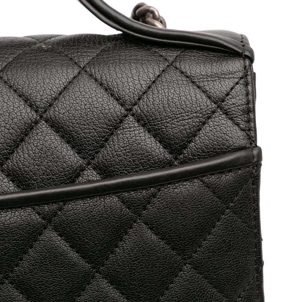 Chanel AB Chanel Black Goatskin Leather Medium Quilted CC University Flap Italy