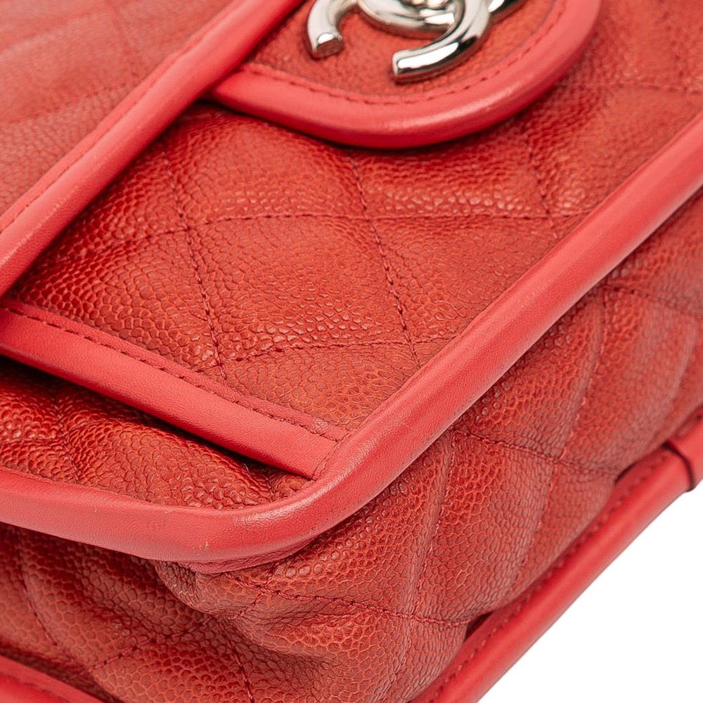 Chanel B Chanel Red Caviar Leather Leather Small Caviar French Riviera Flap Italy