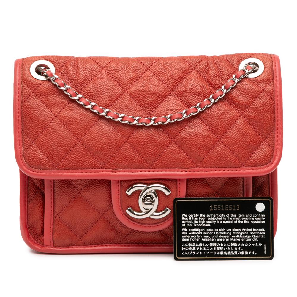 Chanel B Chanel Red Caviar Leather Leather Small Caviar French Riviera Flap Italy
