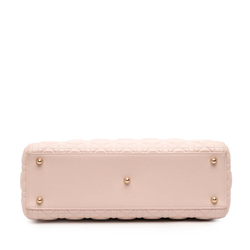 Christian Dior B Dior Pink Light Pink Lambskin Leather Leather Large Lambskin Cannage Lady Dior Italy