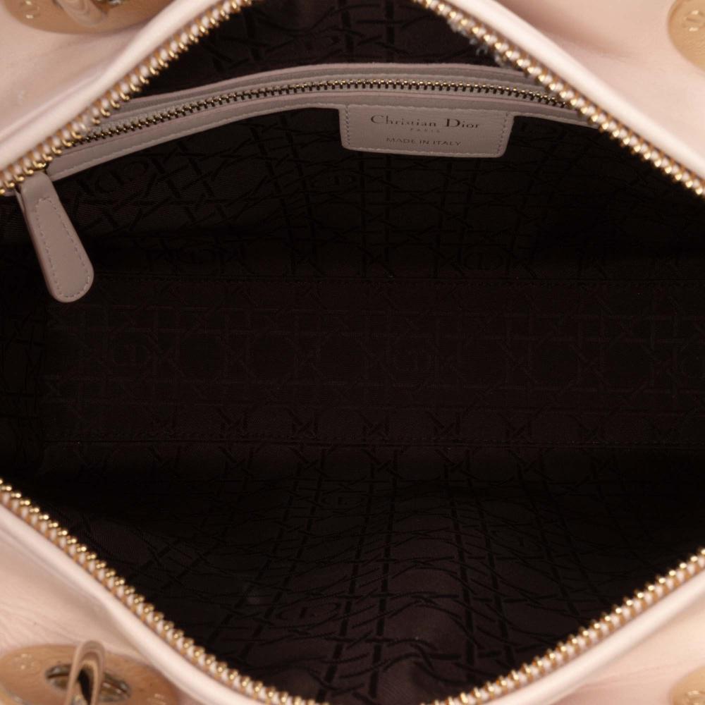 Christian Dior B Dior Pink Light Pink Lambskin Leather Leather Large Lambskin Cannage Lady Dior Italy