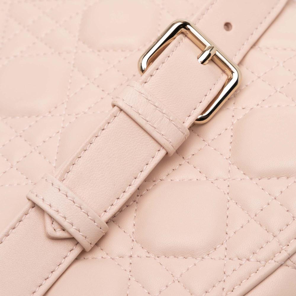 Christian Dior B Dior Pink Light Pink Lambskin Leather Leather Large Lambskin Cannage Lady Dior Italy