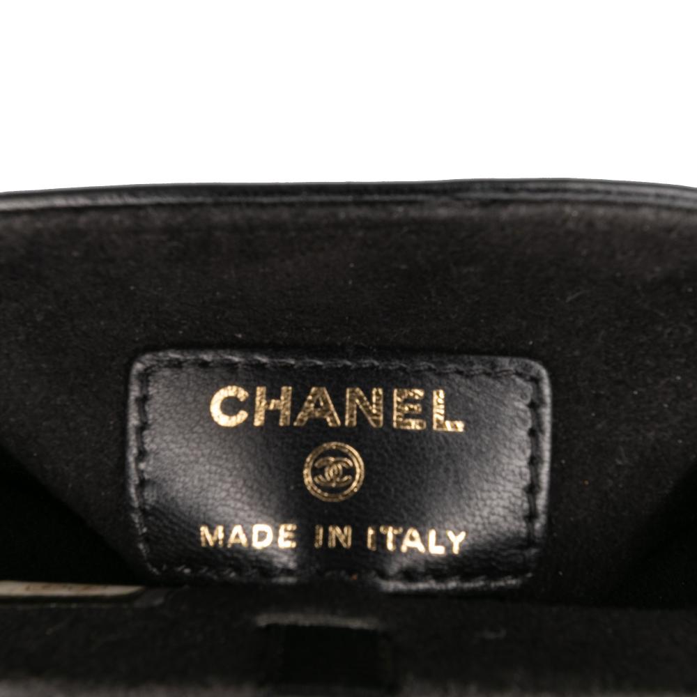 Chanel B Chanel Black Lambskin Leather Leather CC Quilted Lambskin Chain Around Phone Holder Italy