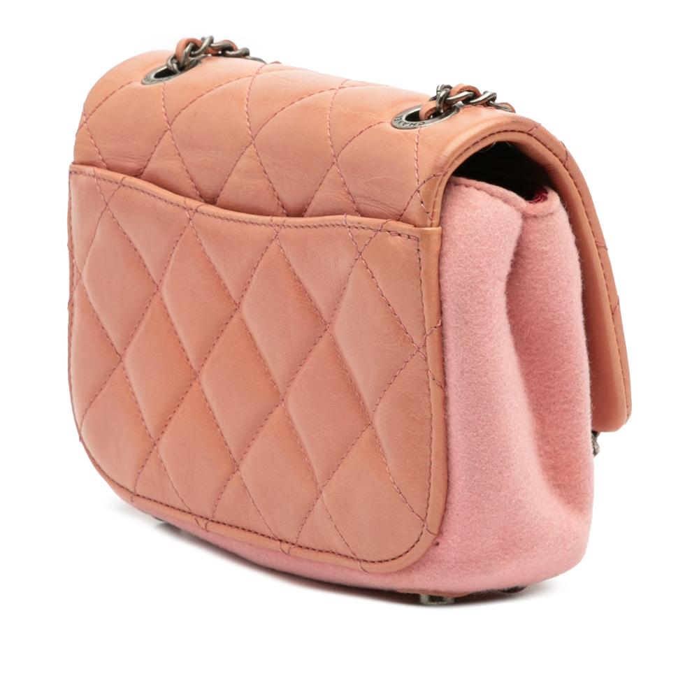 Chanel Pink Paris Salzburg Mini Quilted Glazed Calfskin and Felt Edelweiss Flower CC Flap Italy