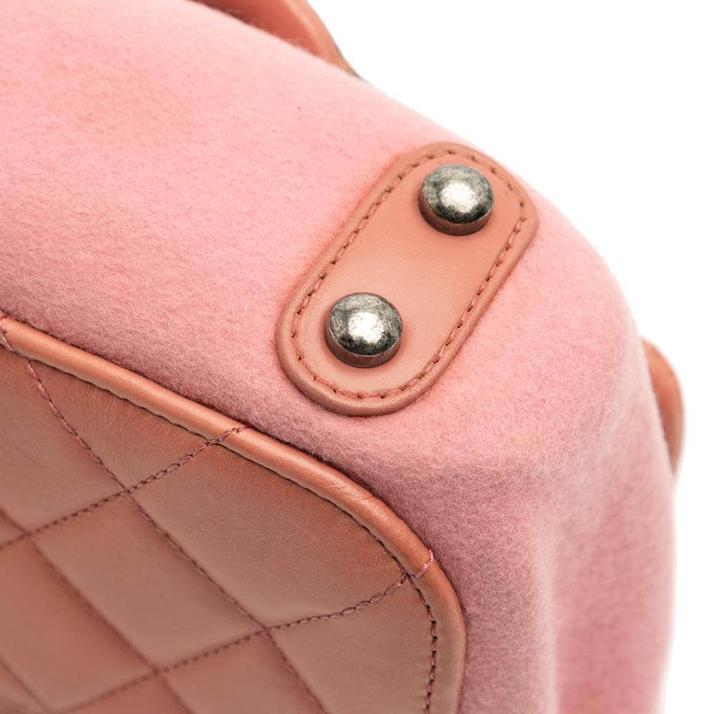 Chanel Pink Paris Salzburg Mini Quilted Glazed Calfskin and Felt Edelweiss Flower CC Flap Italy