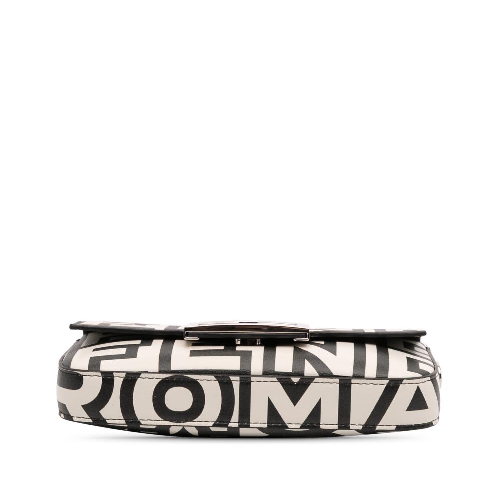 Fendi White Marc Jacobs Nappa Vitello King Logo Print Baguette Phone Pouch Satchel Italy