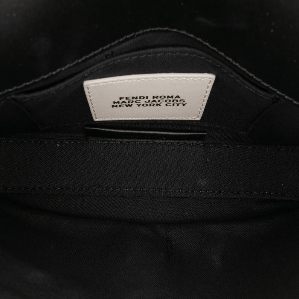 Fendi White Marc Jacobs Nappa Vitello King Logo Print Baguette Phone Pouch Satchel Italy