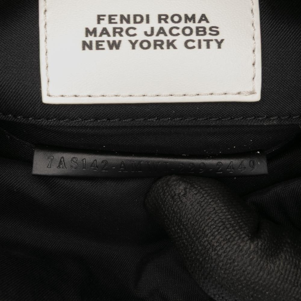 Fendi White Marc Jacobs Nappa Vitello King Logo Print Baguette Phone Pouch Satchel Italy