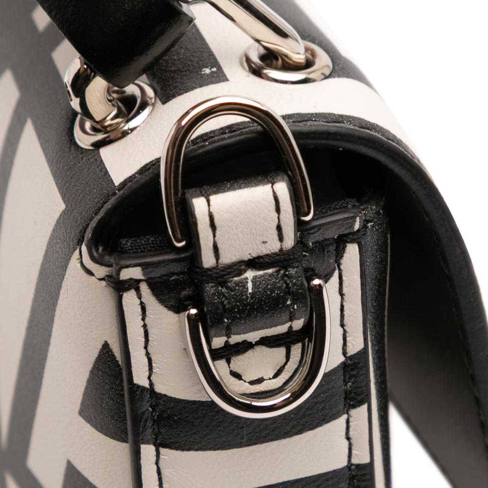 Fendi White Marc Jacobs Nappa Vitello King Logo Print Baguette Phone Pouch Satchel Italy