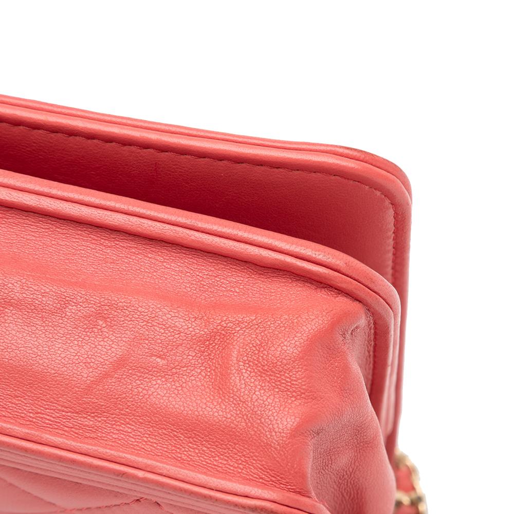 Chanel AB Chanel Pink Blush Lambskin Leather Leather Lambskin Boy Wallet On Chain Italy