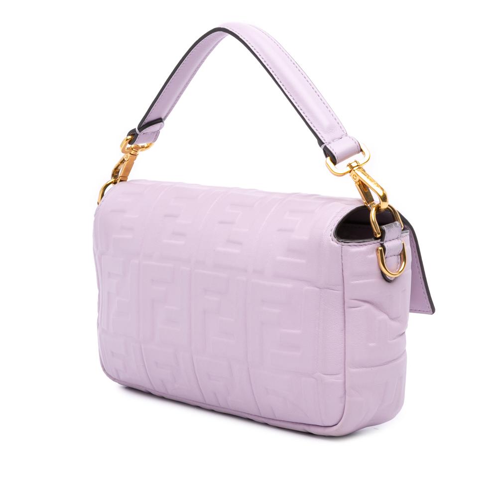 Fendi B Fendi Purple Light Purple Calf Leather Zucca Embossed Baguette Satchel Italy