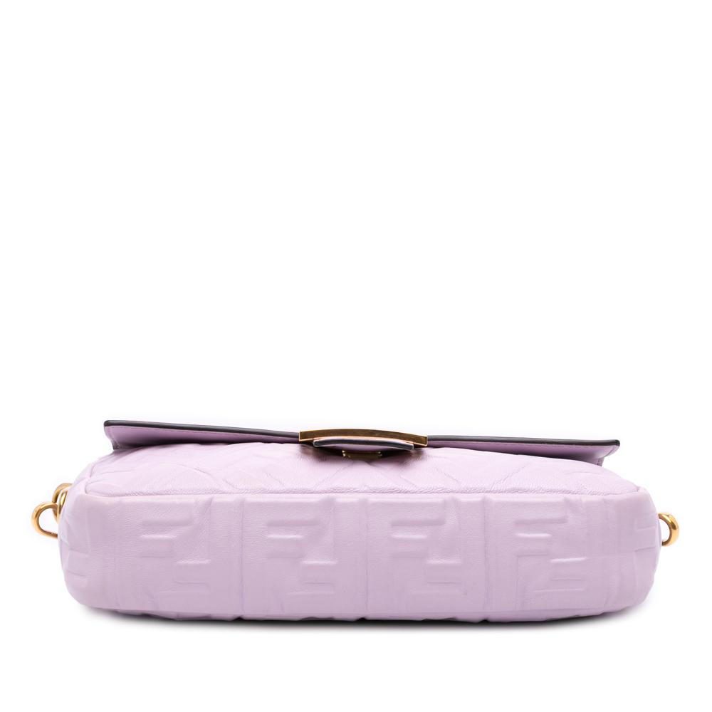 Fendi B Fendi Purple Light Purple Calf Leather Zucca Embossed Baguette Satchel Italy