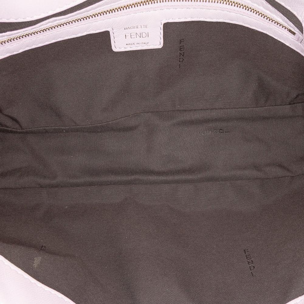 Fendi B Fendi Purple Light Purple Calf Leather Zucca Embossed Baguette Satchel Italy