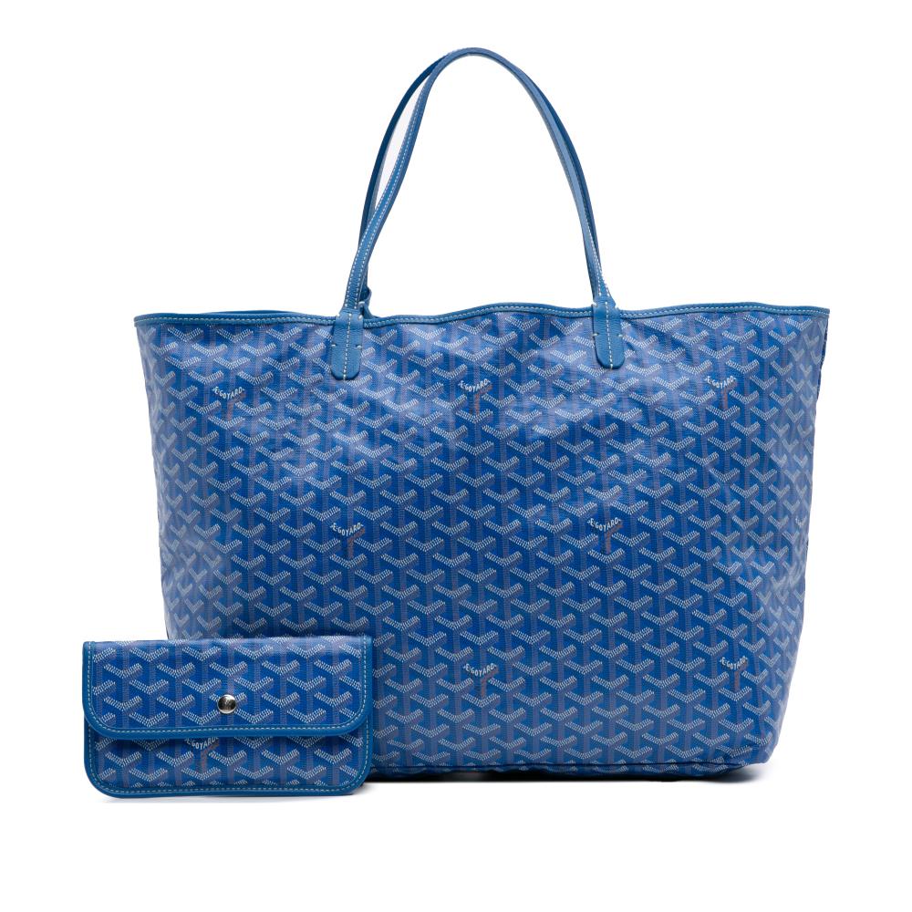 Goyard B Goyard Blue Coated Canvas Fabric Goyardine Saint Louis GM France
