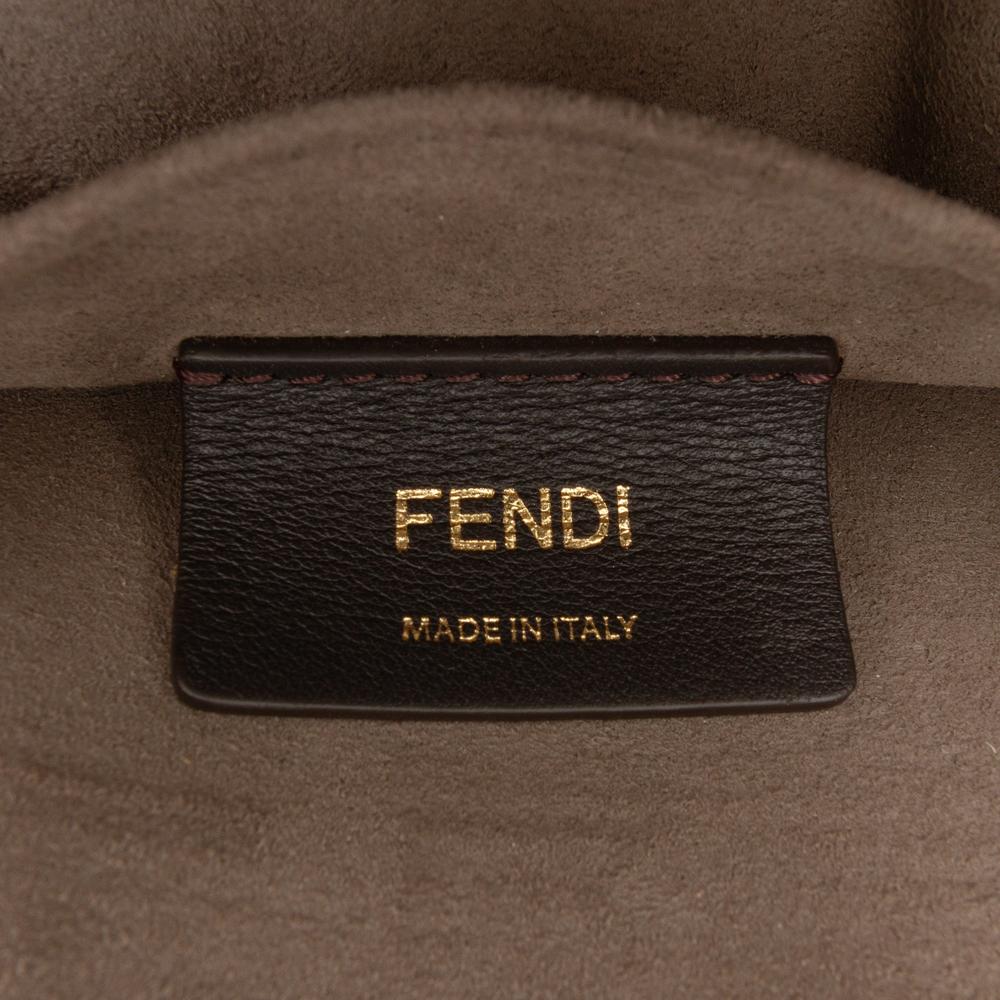 Fendi B Fendi Brown Beige Fur Natural Material Zucca Shearling Double F Baguette Satchel Italy