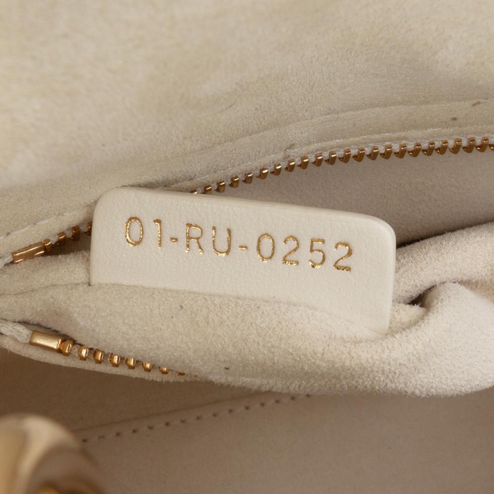 Christian Dior B Dior White Lambskin Leather Leather Mini Lambskin Cannage Lucky Star Studded Lady Dior Italy