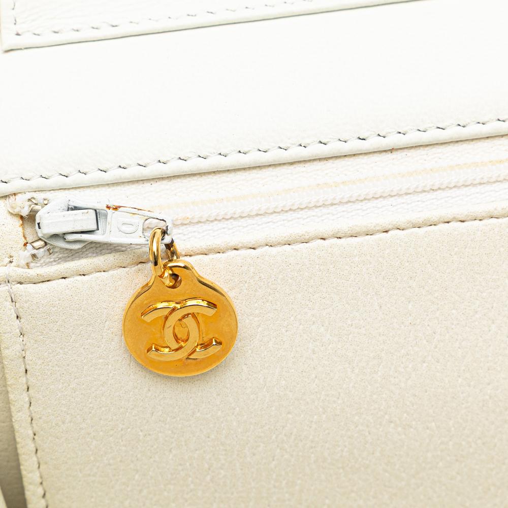 Chanel B Chanel White Lambskin Leather Leather CC Quilted Lambskin Single Flap France