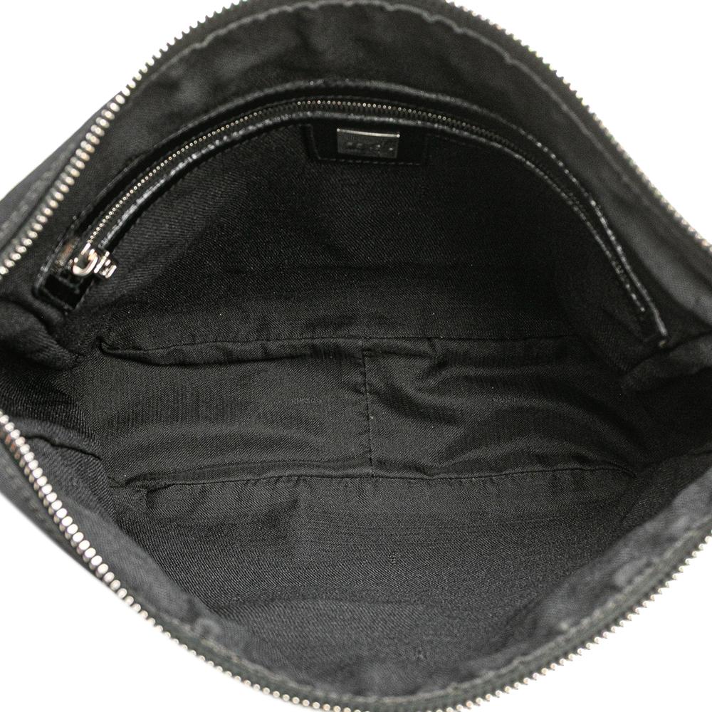 Fendi B Fendi Black Nylon Fabric FF Shoulder Bag Italy