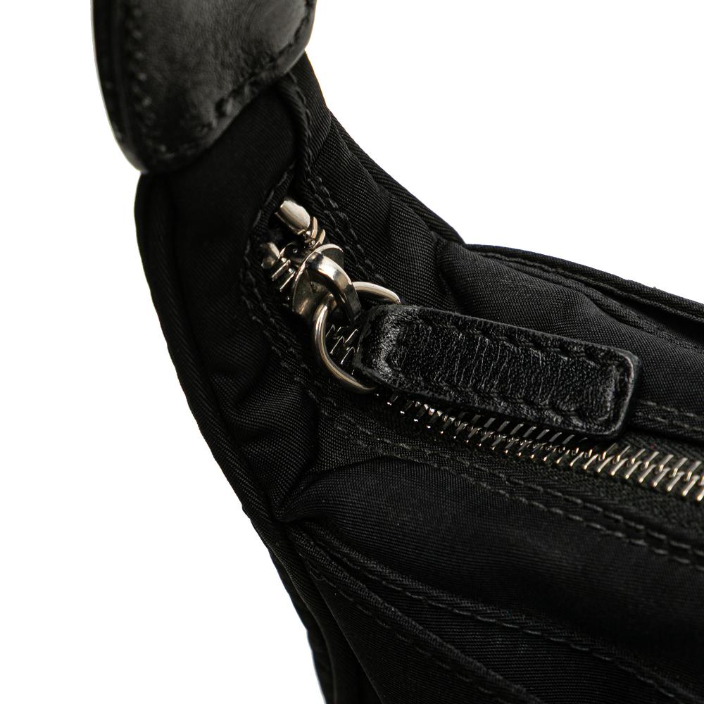 Fendi B Fendi Black Nylon Fabric FF Shoulder Bag Italy