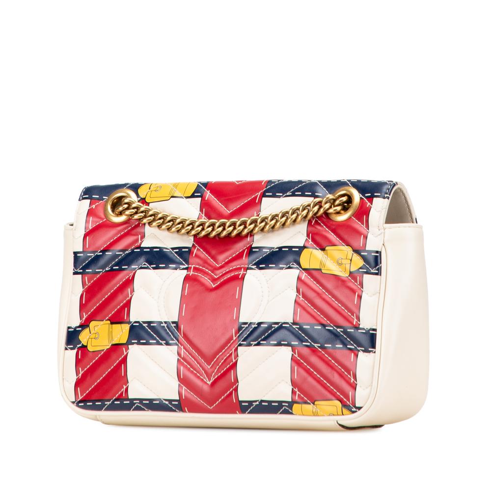 Gucci AB Gucci White Calf Leather Medium GG Marmont Matelasse Trompe L oeil Shoulder Bag Italy