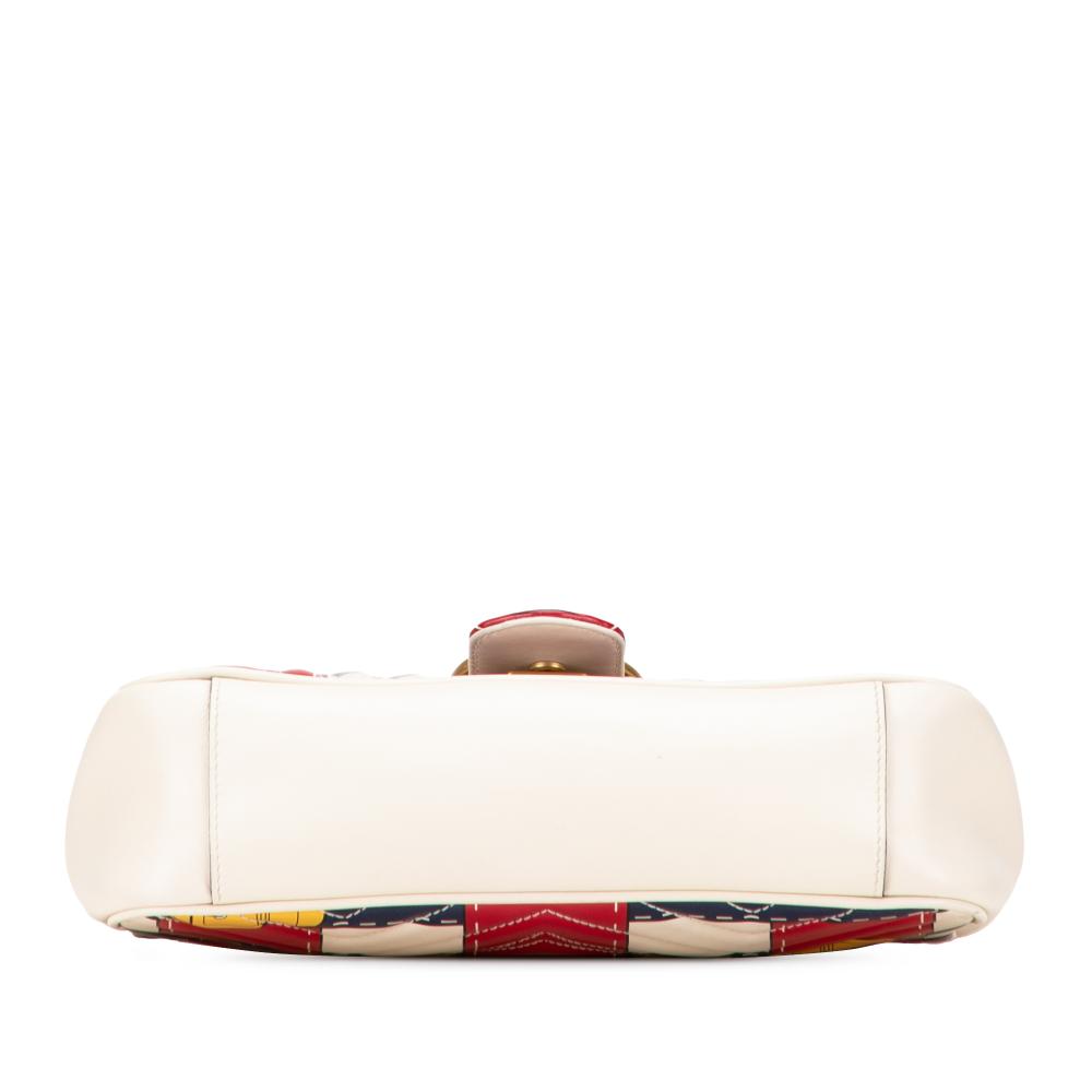 Gucci AB Gucci White Calf Leather Medium GG Marmont Matelasse Trompe L oeil Shoulder Bag Italy