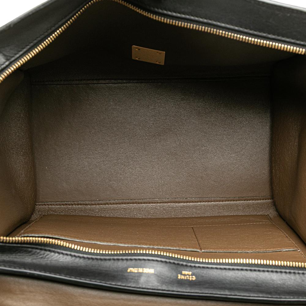 Celine B Celine Black with Multi Calf Leather Medium Tricolor Trapeze Satchel Italy