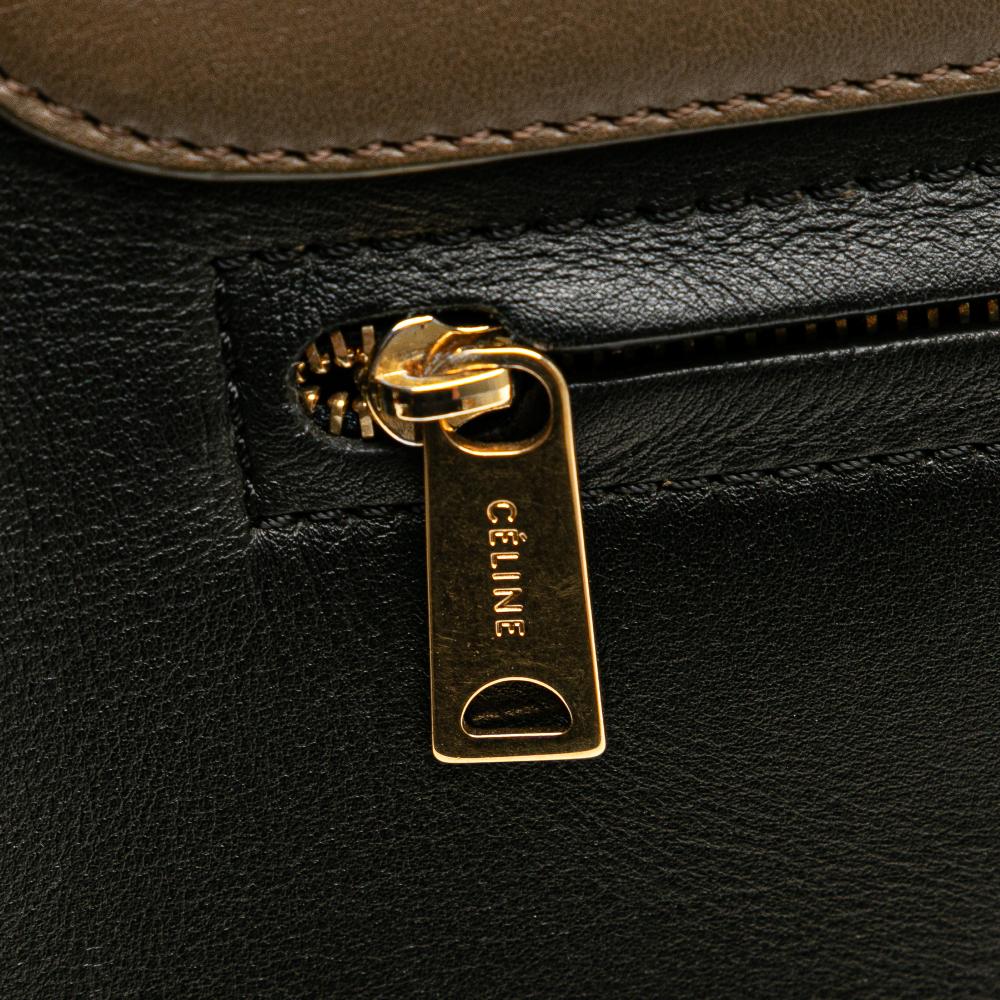 Celine B Celine Black with Multi Calf Leather Medium Tricolor Trapeze Satchel Italy