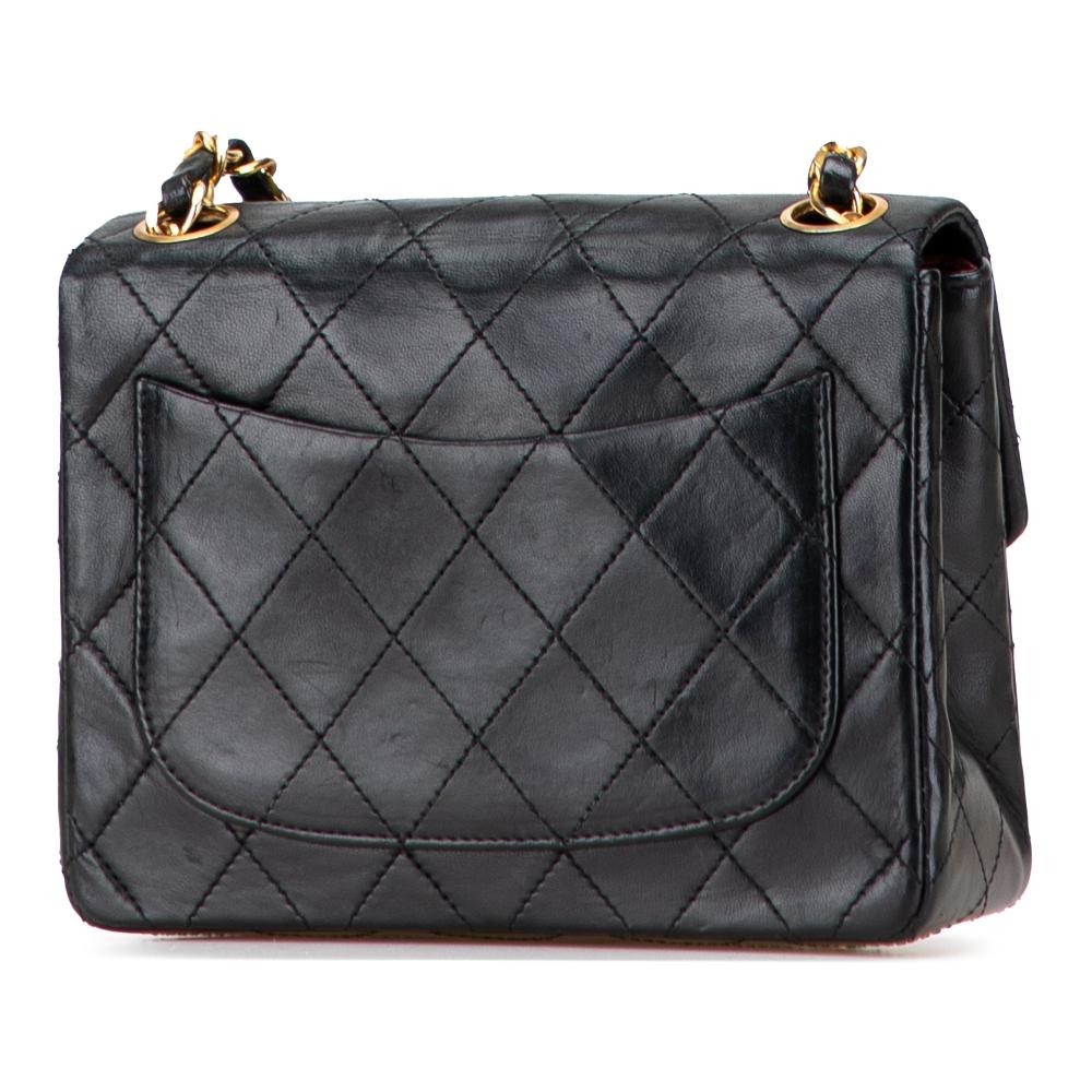 Chanel B Chanel Black Lambskin Leather Leather Mini Square Classic Lambskin Single Flap France