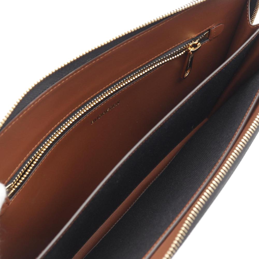 Burberry AB Burberry Brown Coated Canvas Fabric TB Monogram Clutch United Kingdom