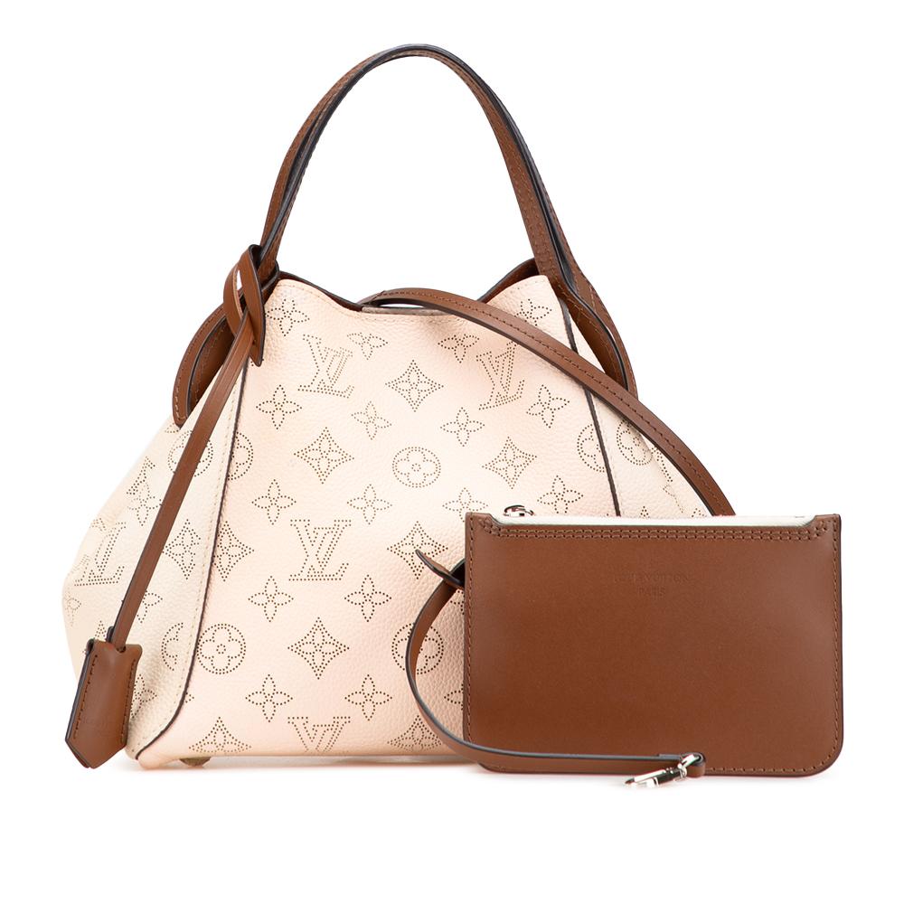 Louis Vuitton AB Louis Vuitton Brown Beige Calf Leather Monogram Mahina Hina PM France