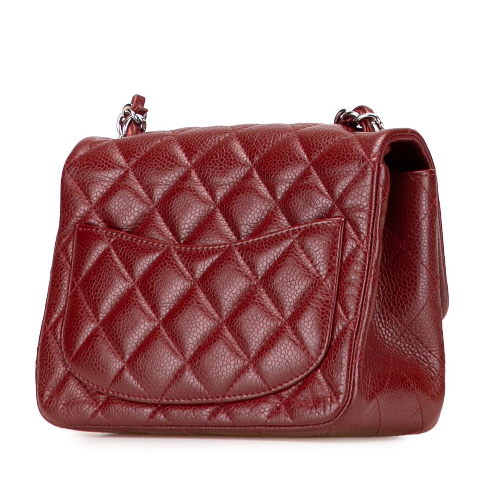 Chanel B Chanel Red Dark Red Caviar Leather Leather Mini Square Classic Caviar Single Flap France