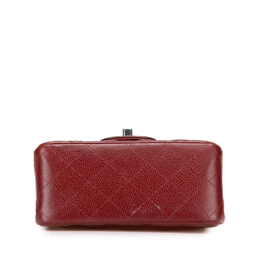 Chanel B Chanel Red Dark Red Caviar Leather Leather Mini Square Classic Caviar Single Flap France