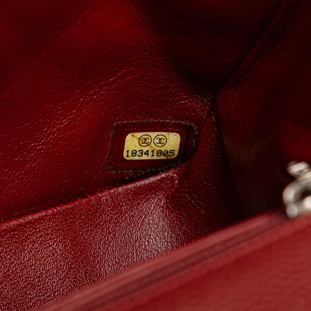 Chanel B Chanel Red Dark Red Caviar Leather Leather Mini Square Classic Caviar Single Flap France