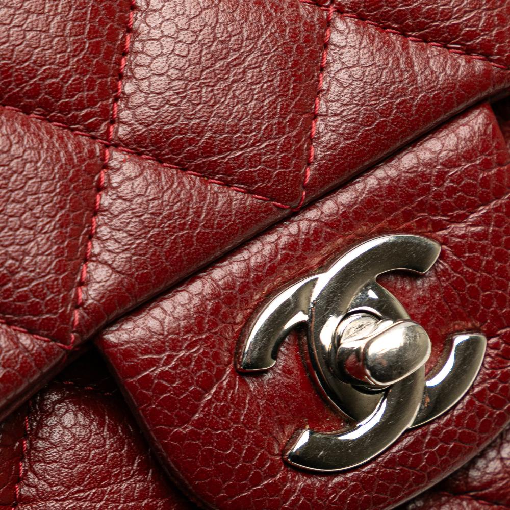 Chanel B Chanel Red Dark Red Caviar Leather Leather Mini Square Classic Caviar Single Flap France