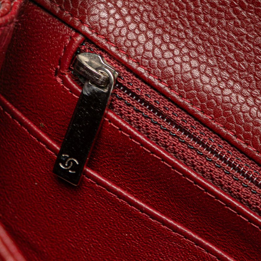 Chanel B Chanel Red Dark Red Caviar Leather Leather Mini Square Classic Caviar Single Flap France